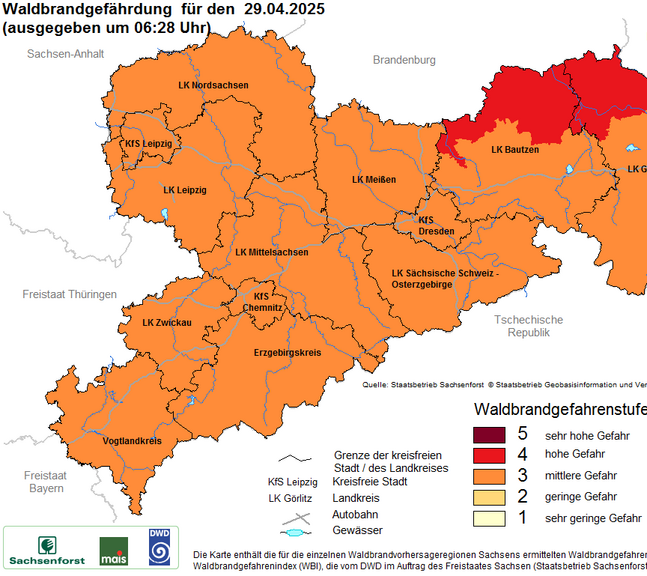 Waldbrandstufe 29.04.2025